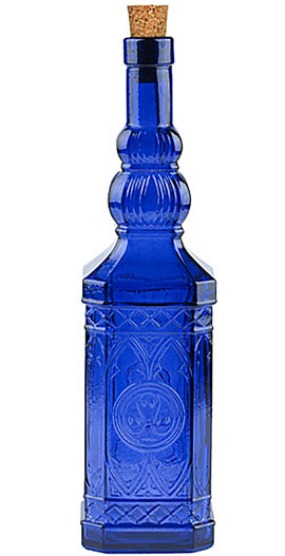 Ornate Recycled Glass Bottle Cobalt - glassnow