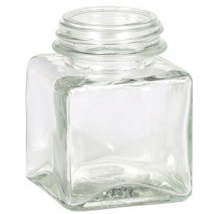 Clear Threaded Neck Recycled Glass Square Jar